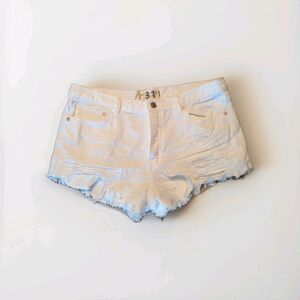 Free People We the Free Loving Good Vibrations Shorts Womens 31 White Cutoff